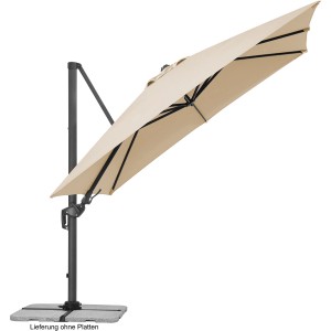 Schneider Ampelschirm, 360x300 cm, Natur, mit Dreh- und Neigungsfunktion für flexible Schattenausrichtung.