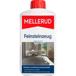Mellerud Feinsteinzeug Reiniger & Pflege, 1 l Flasche für streifenfreie Reinigung von Fliesen und Steinböden.