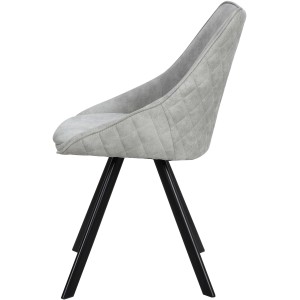 Kayoom Stuhl Cowboy 110, 2er-Set, grau, Polsterstuhl mit schwarzen Metallbeinen.