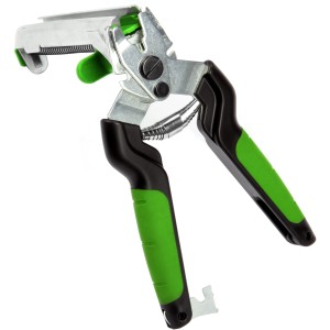 Floraworld Drahtbefestigungszange mit Magazin für Viereckgeflecht, verzinkt mit grün-schwarzem Griff.