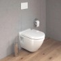 Duravit Wand WC Set Starck 3, weißes Hänge-WC mit Absenkautomatik und WC-Bürste.