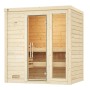 Weka Massivholzsauna Bergen mit Glastür und Fenster, Fichtenholz natur, 7,5 kW Sparset.