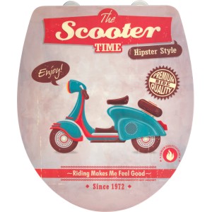 Wenko WC-Sitz Duroplast Vintage Scooter mit Retro-Roller Motiv und Absenkautomatik.