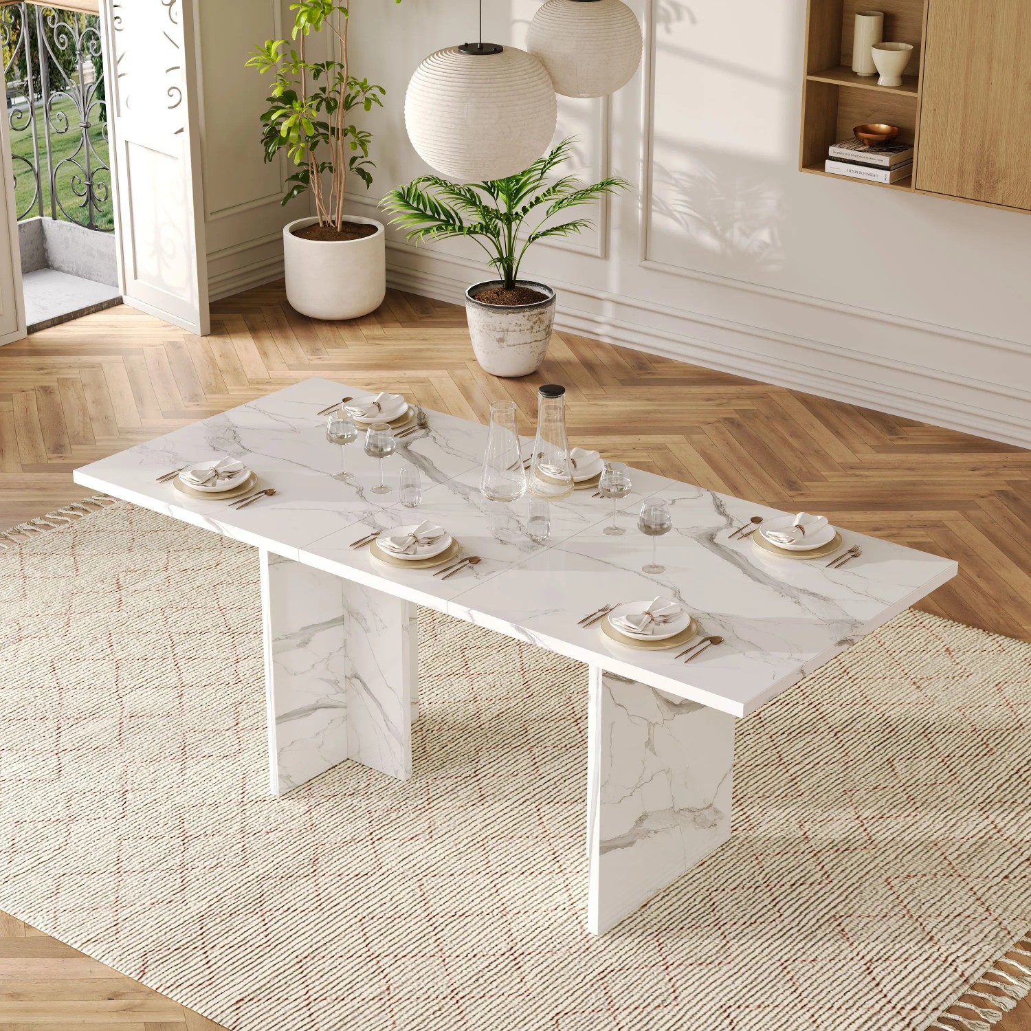 okwish Esstisch Rechteckig/Ausziehbar für Esszimmer/Küche/Wohnzimmer 140/180 x 80 cm Weiß kaufen bei OBI