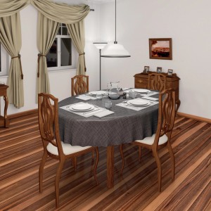 Esstisch mit d-c-table Tischdecke Montecarlo Marone, 140 cm breit.