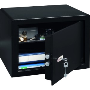 Offener, schwarzer Burg-Wächter Möbeltresor Point-Safe P 3 S mit Fachboden und Schlüsseln.