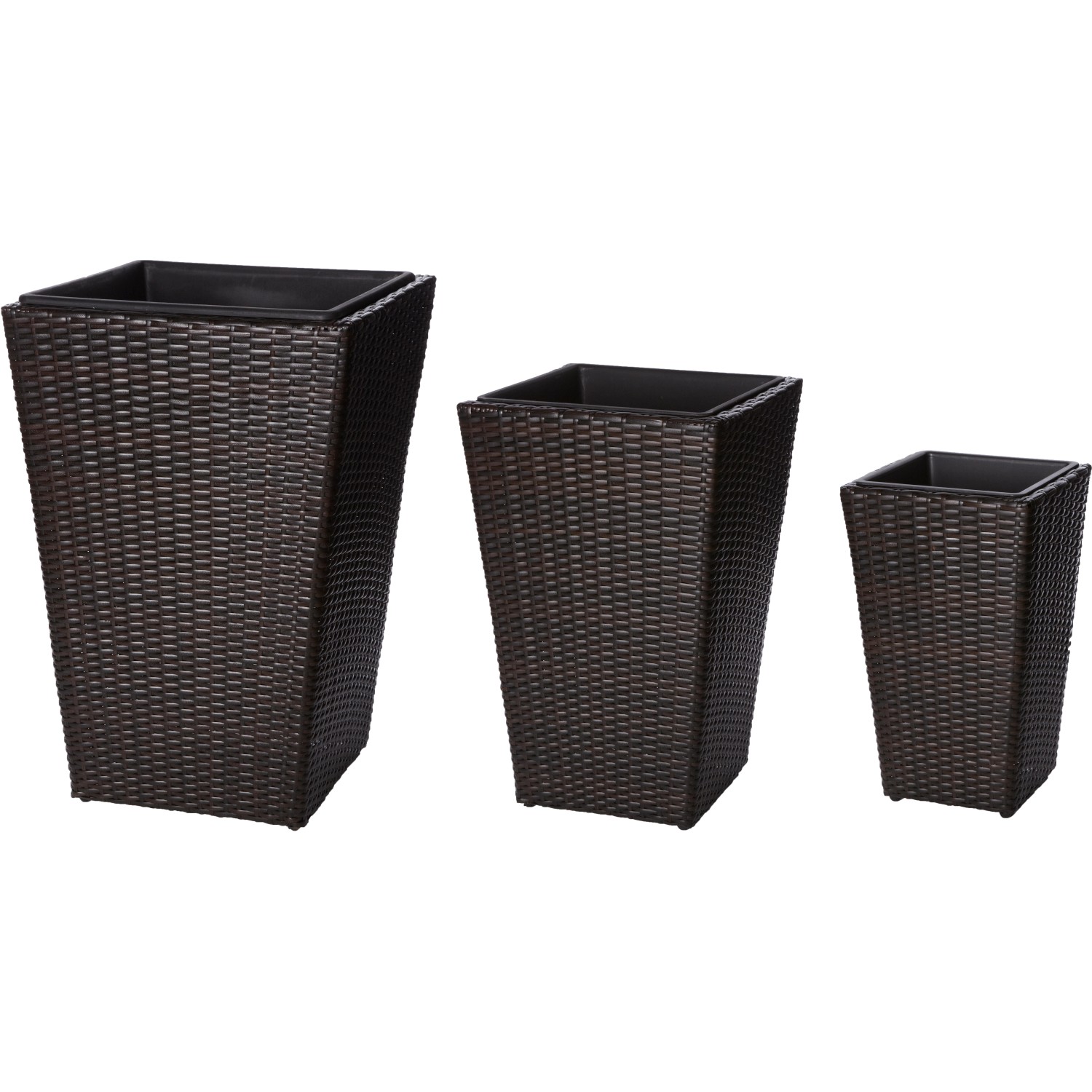 Gartenfreude Pflanzkübel Polyrattan Bicolour Braun Größe XL 3erSet