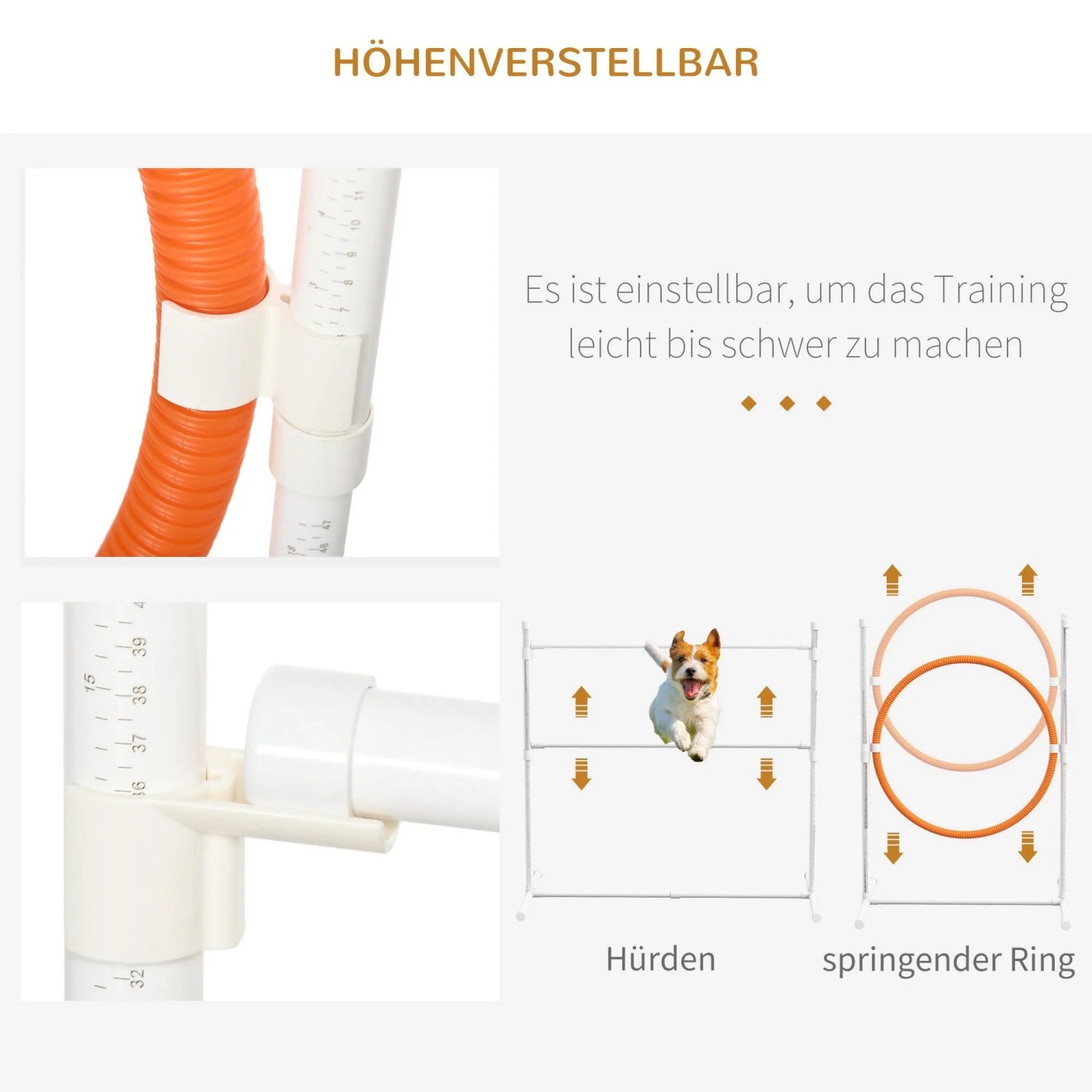 PawHut Hunde Agility Set: Höhenverstellbare Hürden und Sprungring für flexibles Agility Training.