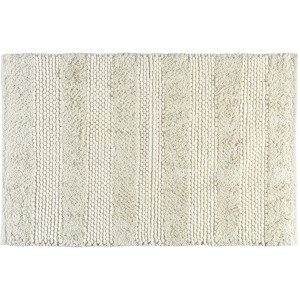 Wenko Badteppich Nasidi Ecru, 60x90 cm, mit Streifenmuster und Noppenstruktur.