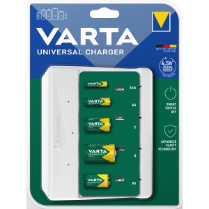Varta Universal Charger Ladegerät für AA, AAA, C, D und 9V Akkus.