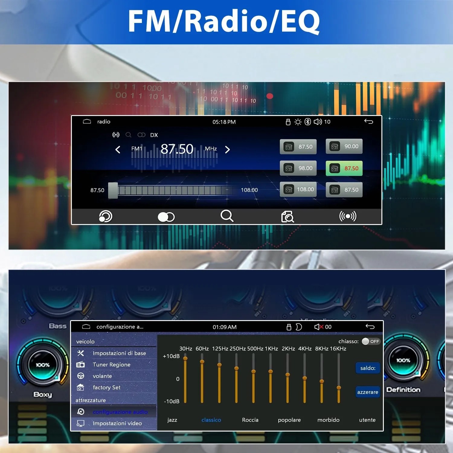 Junsun 6.9 Zoll Autoradio Display mit FM Radio Tuner und Equalizer für Soundeinstellungen. Autoelektrik.