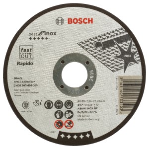Bosch Trennscheibe Edelstahl, 125mm Durchmesser, Zubehör für Winkelschleifer.