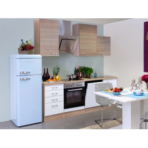 Flex-Well Classic Küchenzeile Florida 220 cm Sonoma Eiche-Weiß-Sonoma Eiche