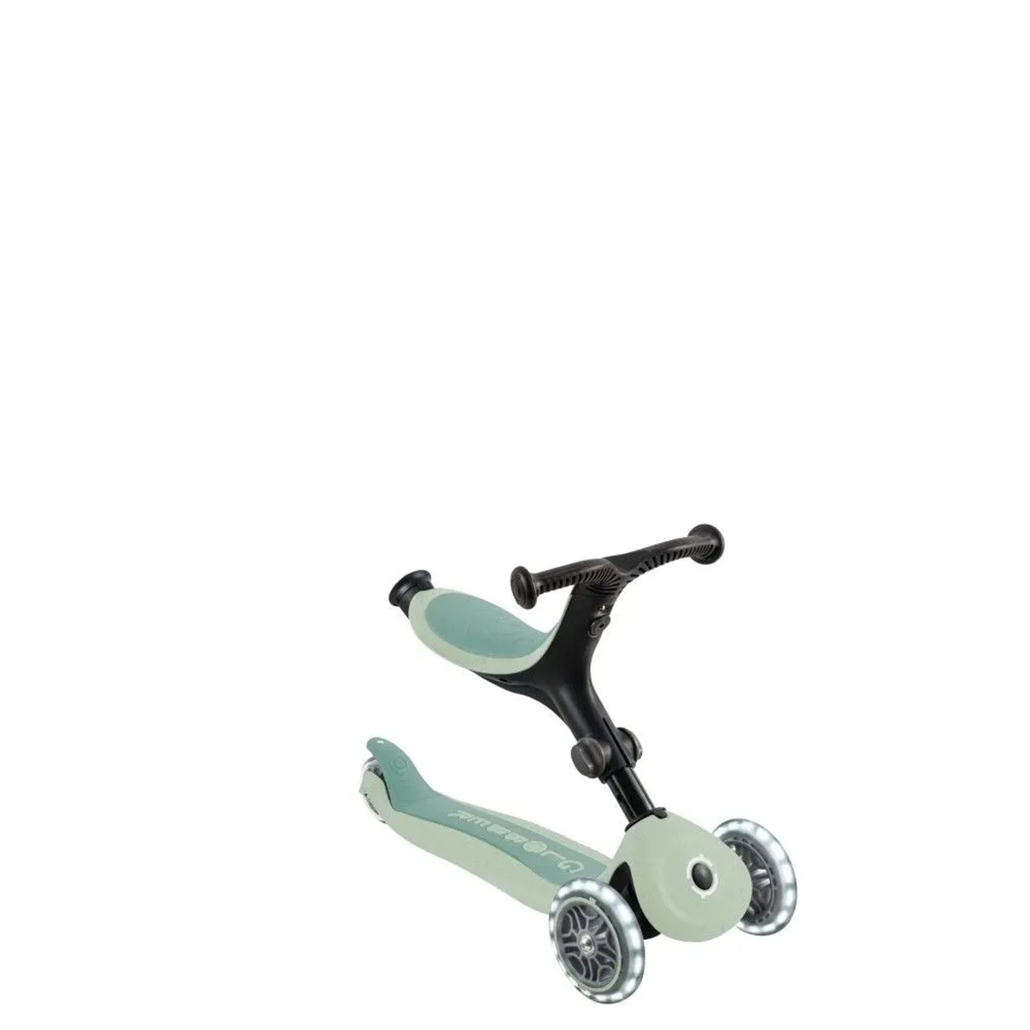 Globber Go-Up Active Lights 3-in-1 Kinderfahrzeug, pistazie, mit leuchtenden LED-Rädern. Dreirad, Laufrad, Scooter.