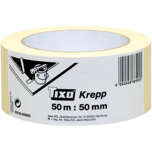 Tixo Kreppband, 50mm breit, 50m lang, beige. Abdeckband für Malerarbeiten.