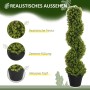 HOMCOM Kunstpflanze: realistischer, spiralförmiger Buchsbaum im schwarzen Topf, 90 cm hoch, UV-beständig.