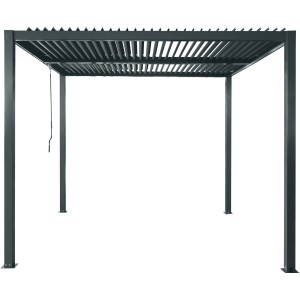 Floraworld Pergola mit Lamellen-Flach-Dach 3 m x 3 m Anthrazit
