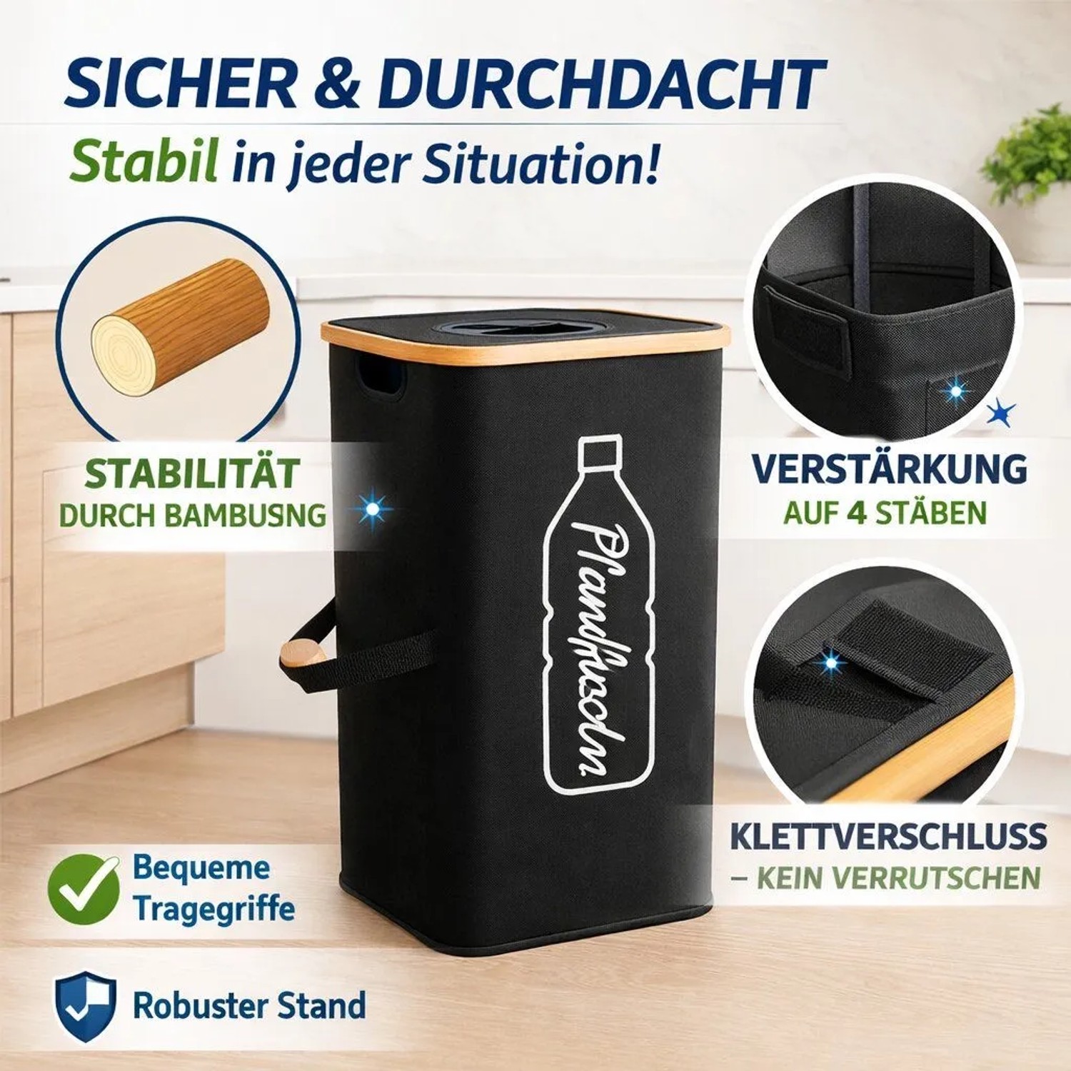 BigDean Pfandflaschen Sammelbehälter 100L Pfandflaschen Behälter Pfandsammler Für Zuhause Für 30 40 Flaschen Bis 1 5L Flaschensammler Leergut kaufen bei OBI