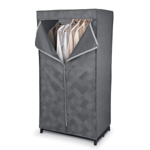 Domopak Living Textil-Kleiderschrank Pixel, 75x50x145cm, grau, mit Kleiderstange.