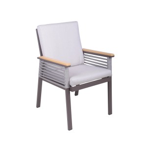 Garden Pleasure Stuhl Denia 2er Set, hellgrau mit Auflage. Gartenstuhl aus Aluminium und Non-Wood.