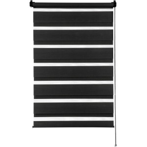 Gardinia Easyfix Doppelrollo, schwarz, 100x150 cm. Lichtdurchlässiges Rollo mit Kettenzug.