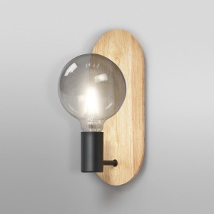 Ledvance Wandlampe Decor Holz, braun-schwarz, 30cm. Dekorative Wandleuchte mit E27 Fassung.