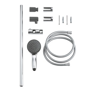 Grohe QuickFix Brausegarnitur Vitalio Start 100, 2 Strahlarten, bestehend aus Handbrause, Schlauch und Stange.