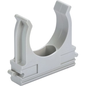 Graue Klemmschelle EN32 zur Befestigung von Leerrohren.