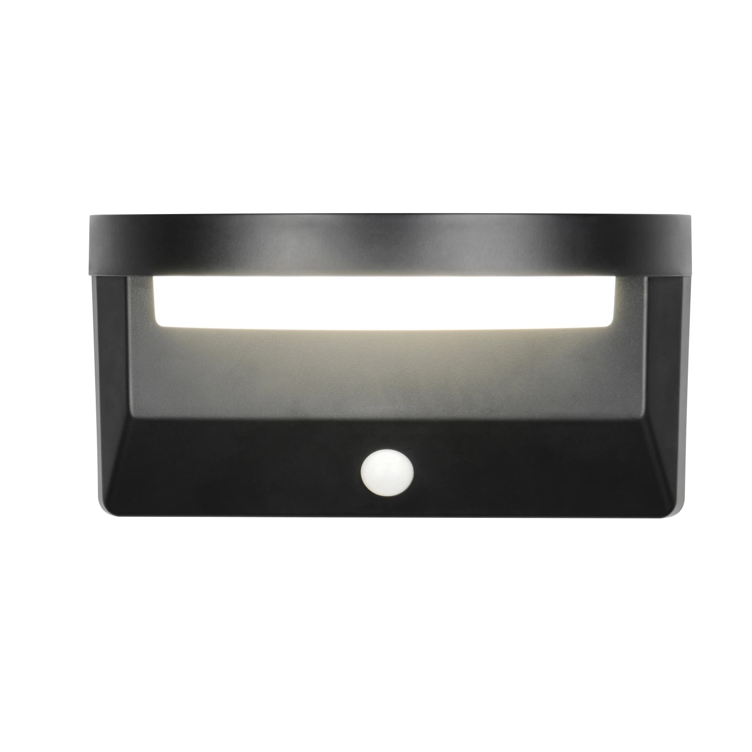 Moderne, schwarze Reality LED Solar-Wandleuchte Moro mit Bewegungsmelder.