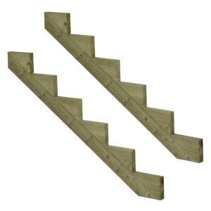 2er Set Treppenwangen aus KDI Holz für 6 Stufen, 102cm hoch, für Gartentreppen.
