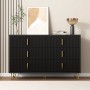okwish Sideboard mit Goldgriffen Stauraum Wohnzimmer 120x40x77cm Schwarz_6
