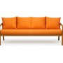 Orangefarbenes Bankkissen-Set für 3-Sitzer Gartenbank, bestehend aus Sitz- und Rückenkissen.