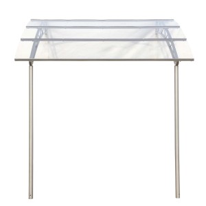 Transparentes CMI Vordach aus Polycarbonat, 173,5x210cm, mit Stahl-Halterung.