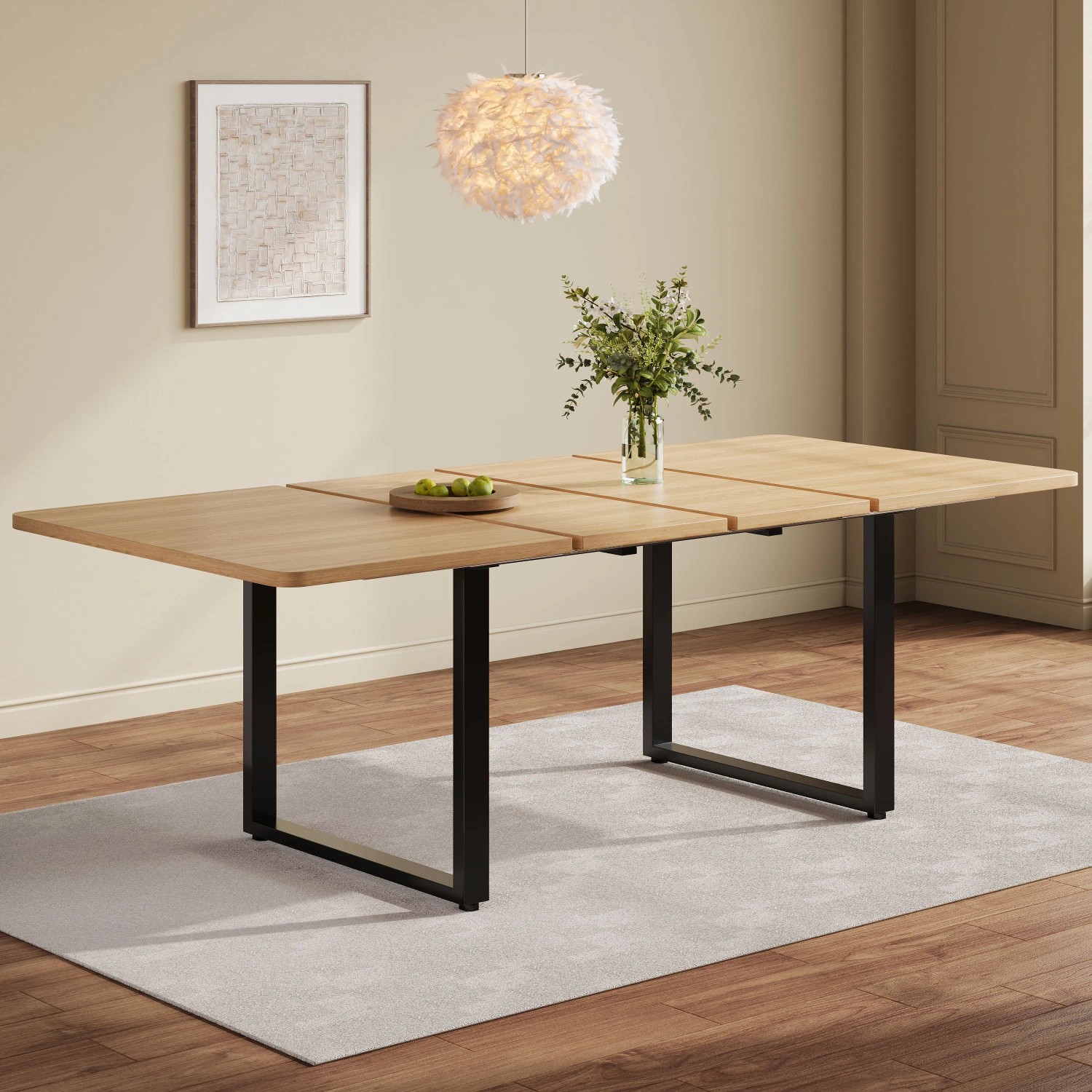 okwish Esstisch Ausziehbar für 6-10 Personen mit Metallbeine 220 x 80 cm Natur kaufen bei OBI