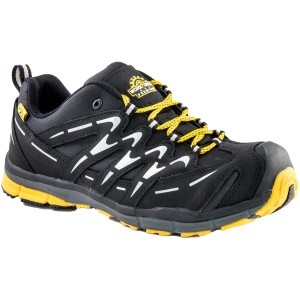 Workpower Sicherheitshalbschuh S1P Dayton, schwarz-gelb, Größe 42. Metallfrei, mit Kunststoffkappe und ölbeständiger Sohle.
