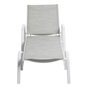 Liege BASIC PLUS weiß/grau: Gartenliege mit Aluminiumgestell und grauem Textilbezug.