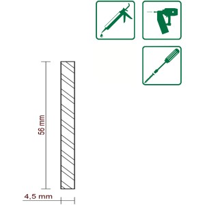 Technische Zeichnung: FN Neuhofer Flachleiste aus Lärche, Maße 4,5 x 56 mm.