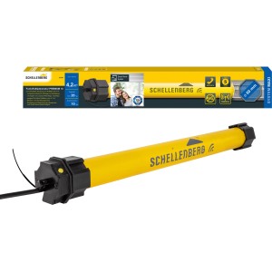 Schellenberg Funk-Rolladenmotor Maxi Premium 10 Nm, gelb, mit Verpackung.