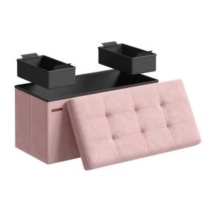 Rosa Songmics Sitzbank Minota mit Stauraum und Zusatzboxen. Gepolsterter Sitzhocker aus Samt.