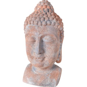 Antike Buddha Figur aus Polystone für die Gartendekoration, 23x26x48cm.