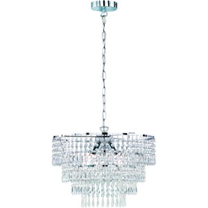 Elegante Reality Pendelleuchte Orient Chrom mit Acrylbehang, 42x42cm. Kronleuchter für Wohnräume.