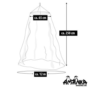 AMANKA Moskitonetz, transparent, mit 12m Umfang, 250cm Höhe, 65cm Ring. Effektiver Mückenschutz für Camping & Zuhause.