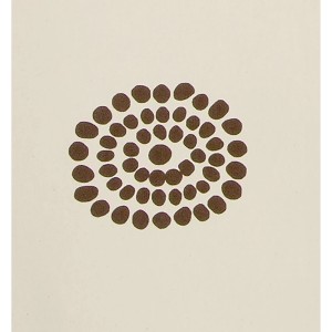 Spirella Duschvorhang Tribal, 180x200 cm, beige mit braunem Punktmuster.