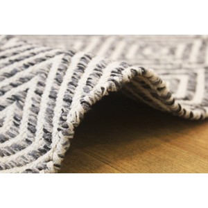 Grauer Wollteppich Melrose (160x230 cm) mit Muster, handgefertigt.