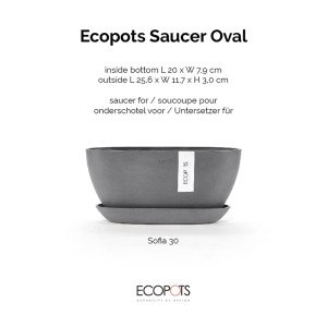 Ecopots Untersetzer Sofia oval Grau 26 cm