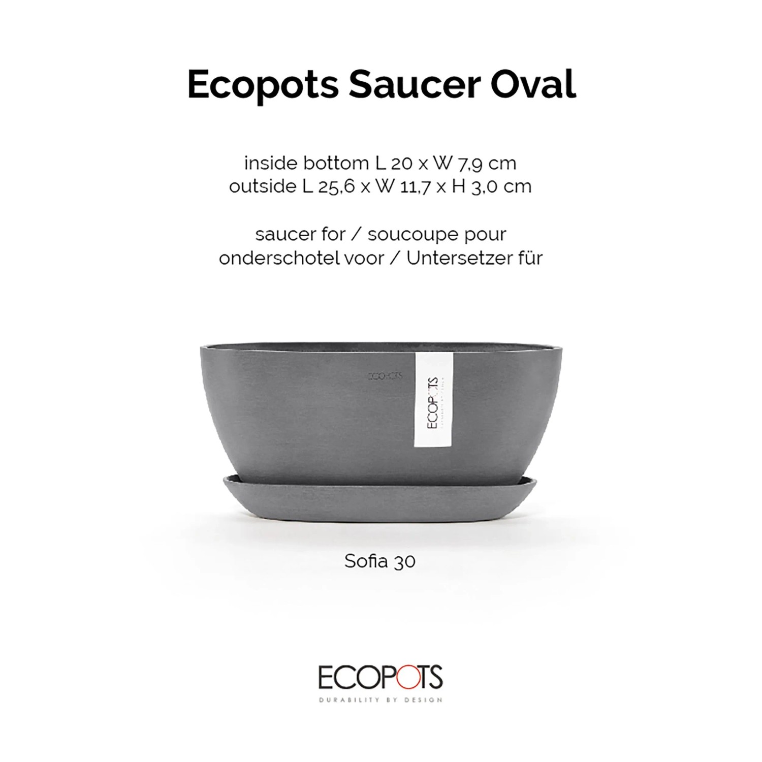 Ecopots Untersetzer Sofia oval Grau 26 cm_3