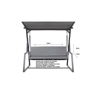 Graues Kissen-Set für Hollywoodschaukel, 150x60x50x7cm, für 3-Sitzer Schaukel