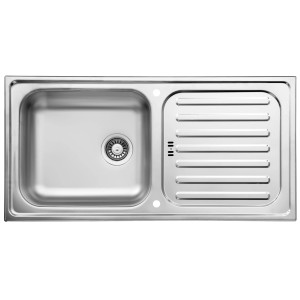 Respekta Edelstahlspüle Riverside, 100x50 cm, mit Abtropffläche und Siebkorb.