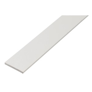 Weiße Kunststoff Flachstange, 2x25x1000 mm, für vielseitige Anwendungen.