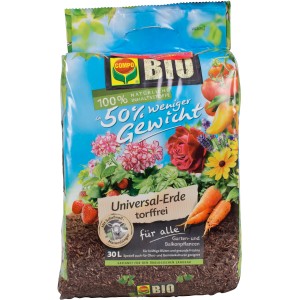 Palette Compo Bio Universal-Erde, torffrei & leicht. 72 Säcke à 30L für Garten- und Balkonpflanzen.